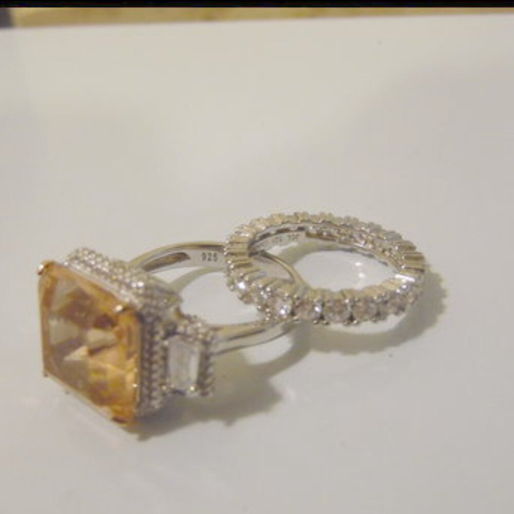 Colleen Lopez Champagne Absolute Square Ring & Eternity Band